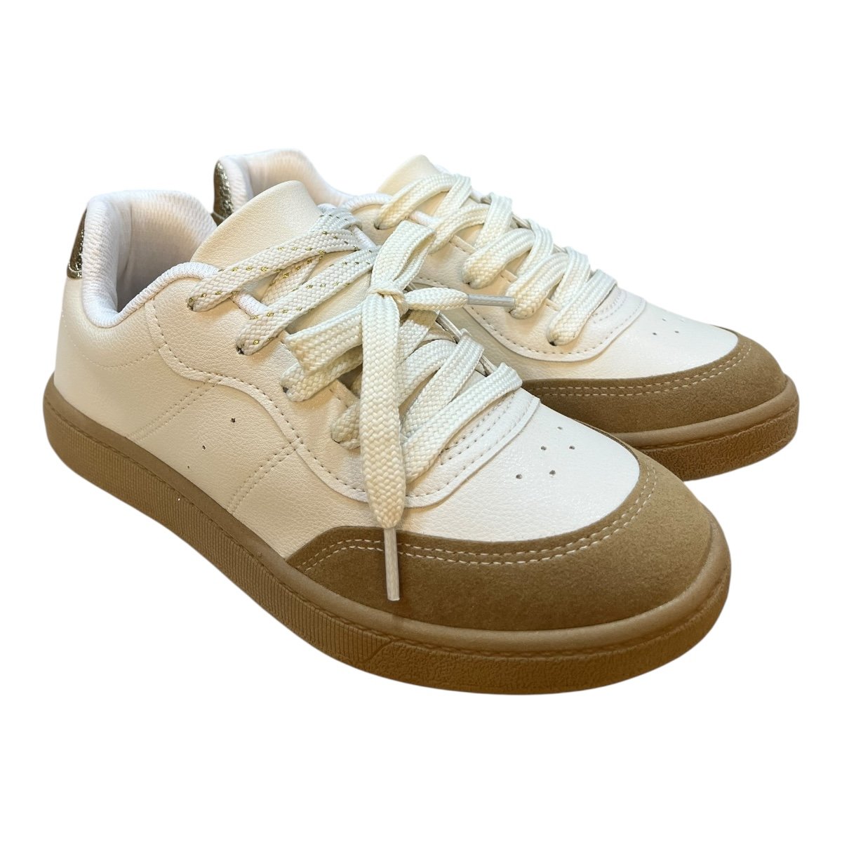 Tenis Feminino Beira Rio Casual Conforto Retrô Dois Cadarços Brilho Metalizado 4313.108 Branco Branco 2