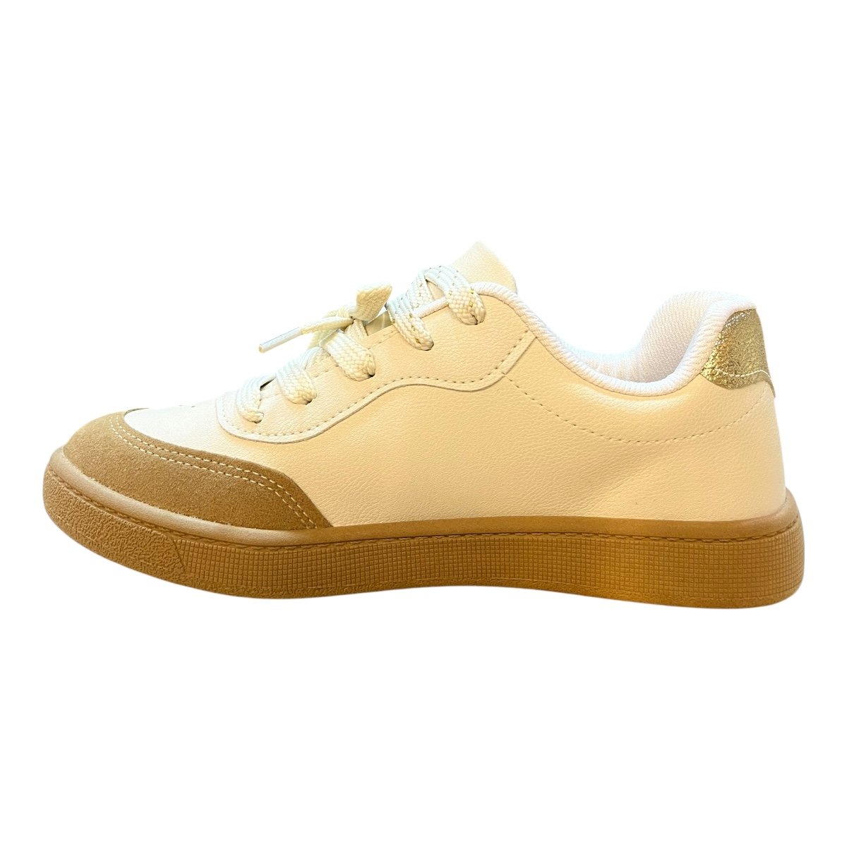 Tenis Feminino Beira Rio Casual Conforto Retrô Dois Cadarços Brilho Metalizado 4313.108 Branco Branco 4