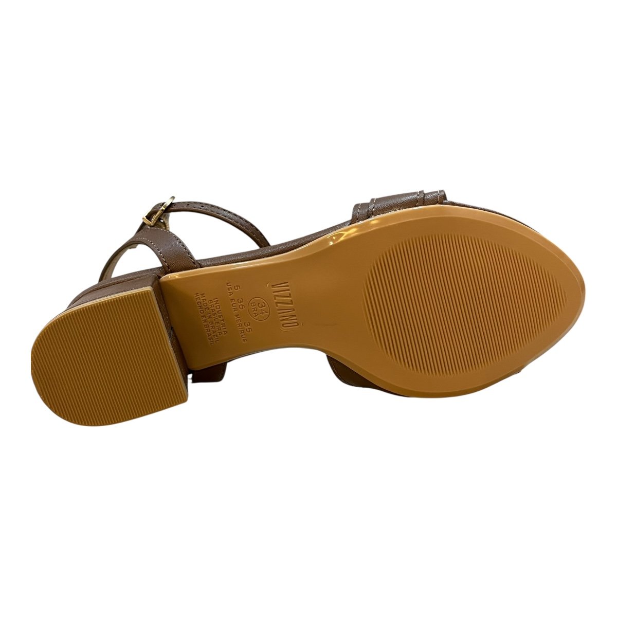 Sandalia Feminino Vizzano Casual Fivela Metalizado Salto Baixo Bloco 6291.1184 Marrom Marrom 3
