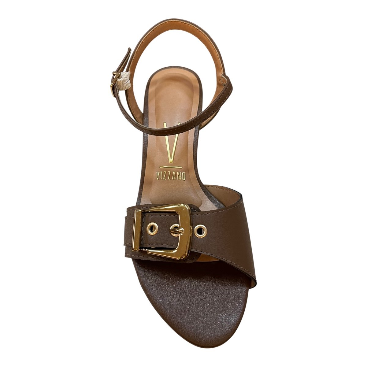 Sandalia Feminino Vizzano Casual Fivela Metalizado Salto Baixo Bloco 6291.1184 Marrom Marrom 6