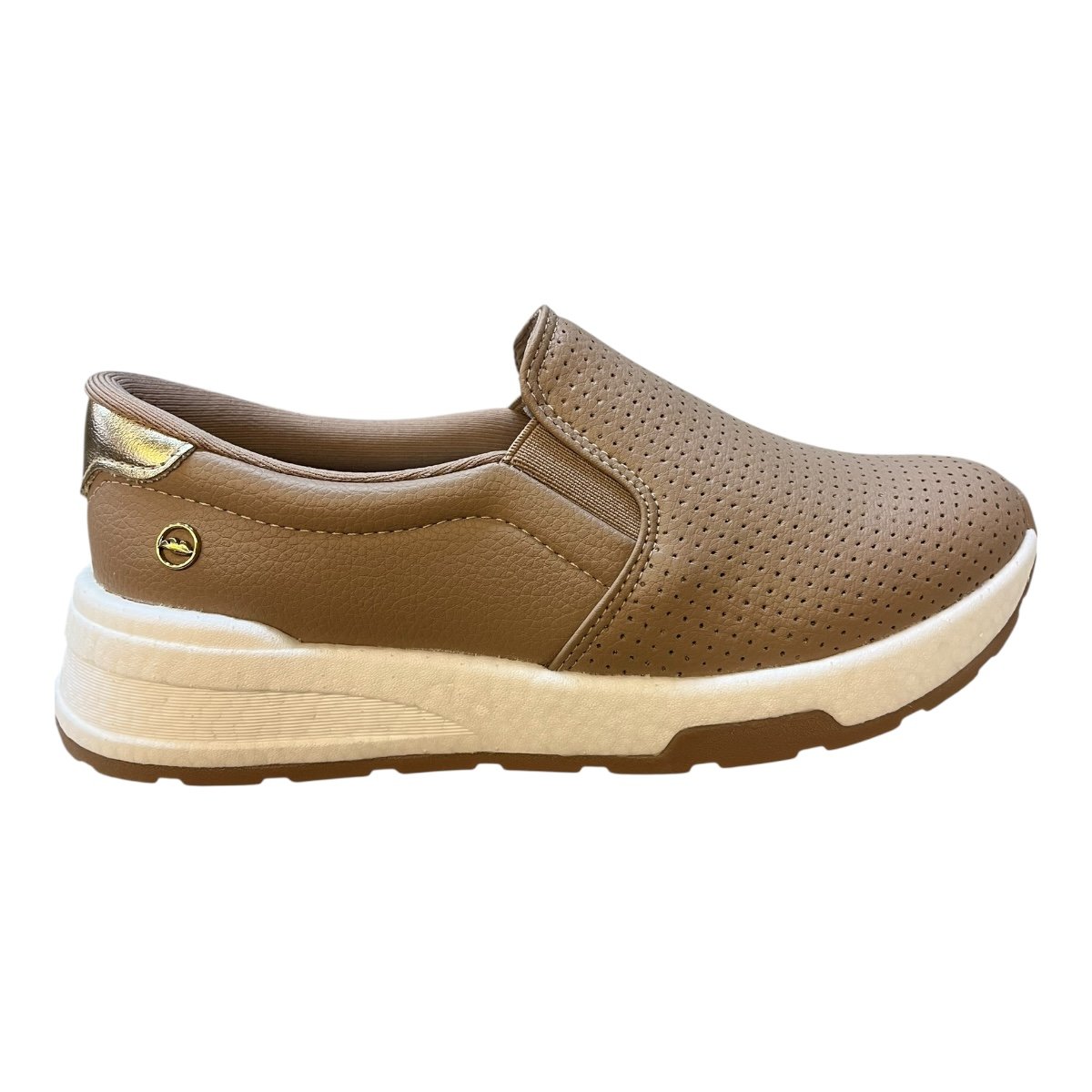 Tenis Feminino Dakota Slip On Casual Ultraconforto Superleve Calce Fácil Metalizado D0713 Nude