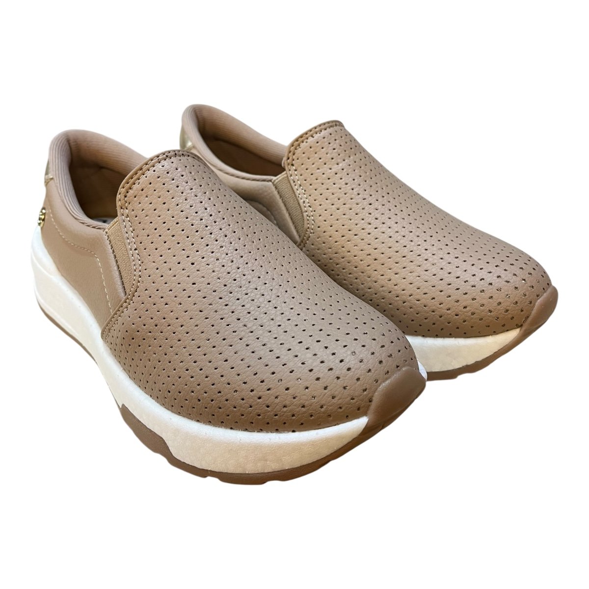 Tenis Feminino Dakota Slip On Casual Ultraconforto Superleve Calce Fácil Metalizado D0713 Nude Marrom 2