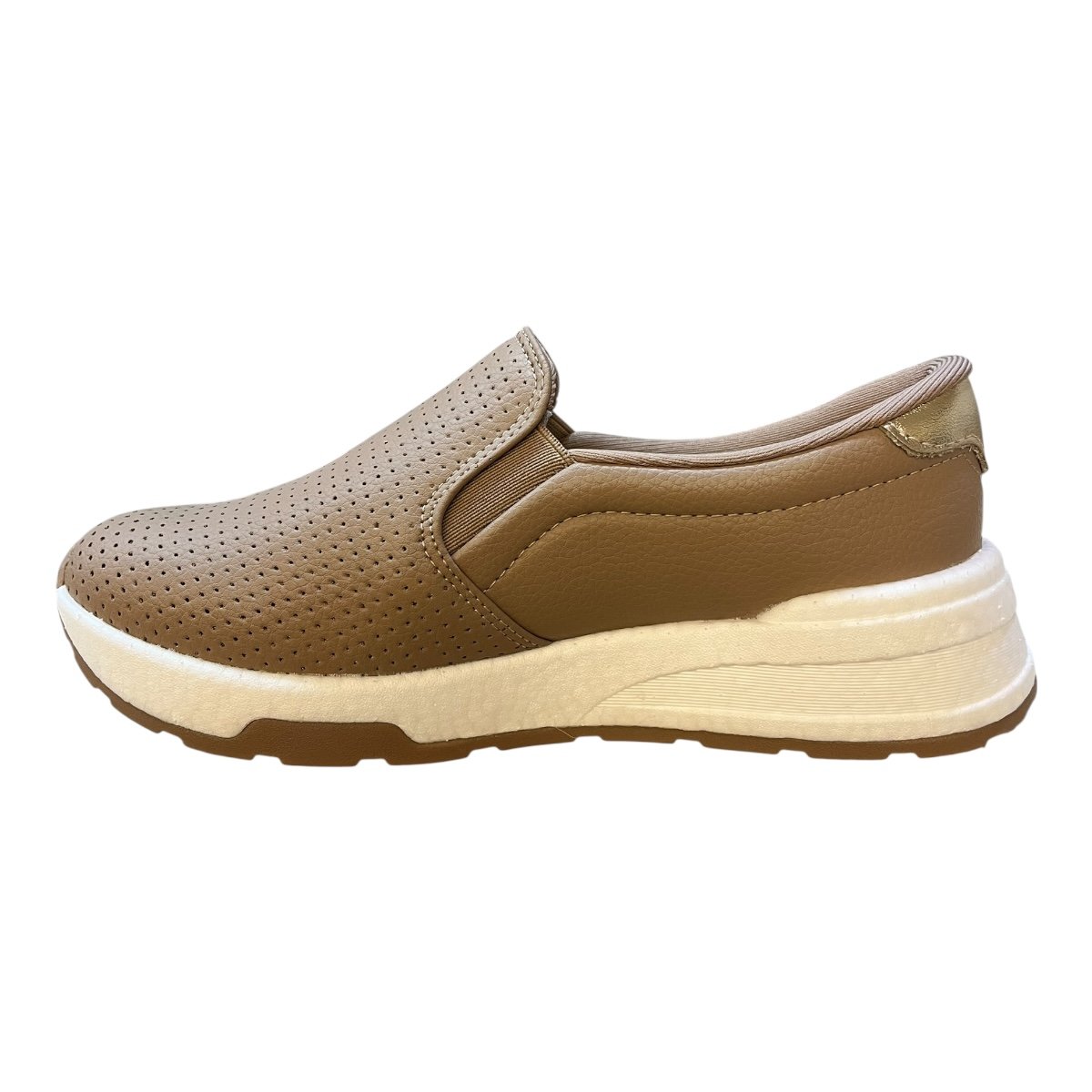 Tenis Feminino Dakota Slip On Casual Ultraconforto Superleve Calce Fácil Metalizado D0713 Nude Marrom 4