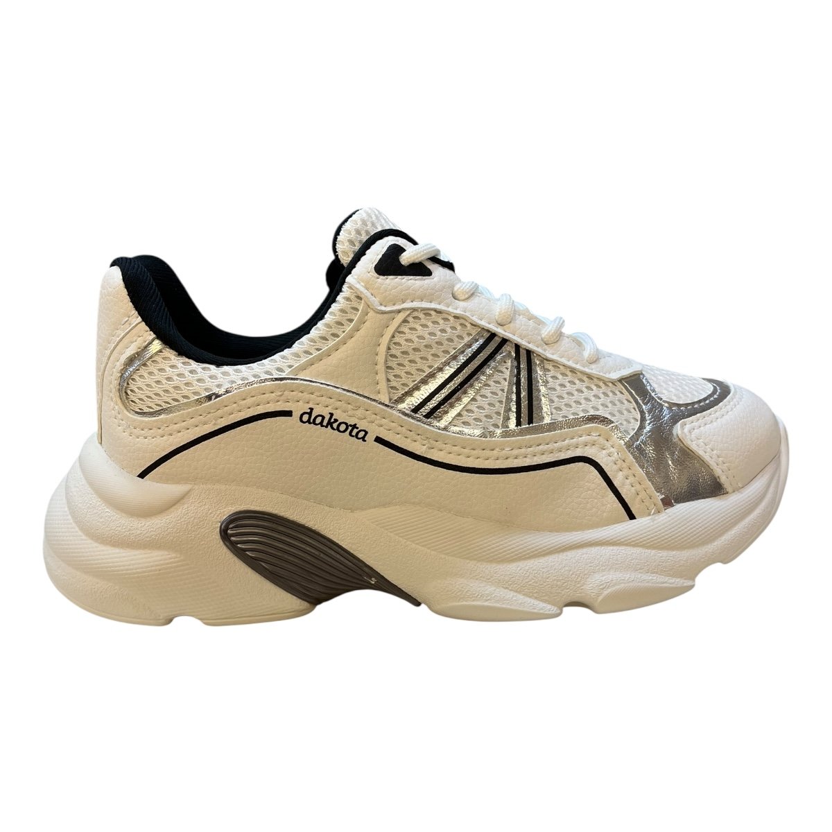 Tenis Feminino Dakota Casual Superleve Ultraconforto Metalizado Plataforma D0971 Branco