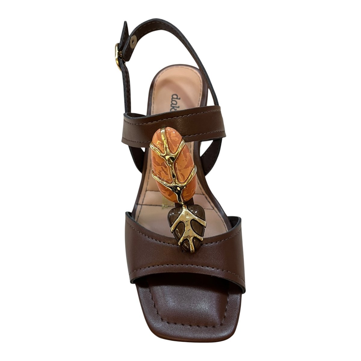 Sandalia Feminino Dakota Casual Tiras Fivela Salto Médio Bloco Pedras Y9762 Marrom Marrom 5