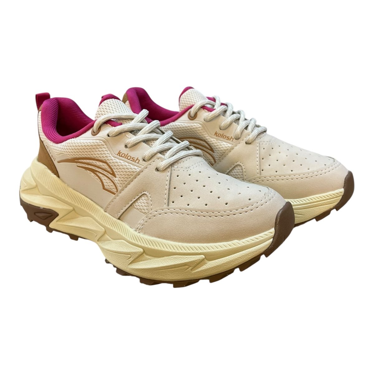 Tenis Feminino Kolosh Casual Ultraconforto Amarração Superleve Caminhada E0483 Marfim Marfim 2