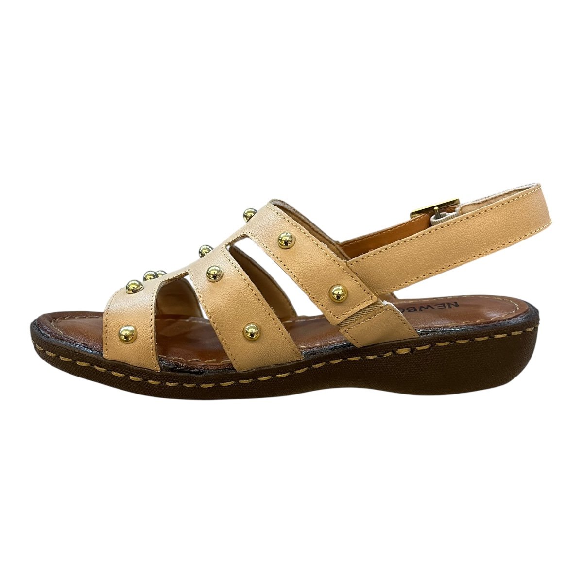 Sandalia Feminino New Born Casual Ultraconforto Superleve Tiras Couro Metalizado 2588 Marfim Marfim 4