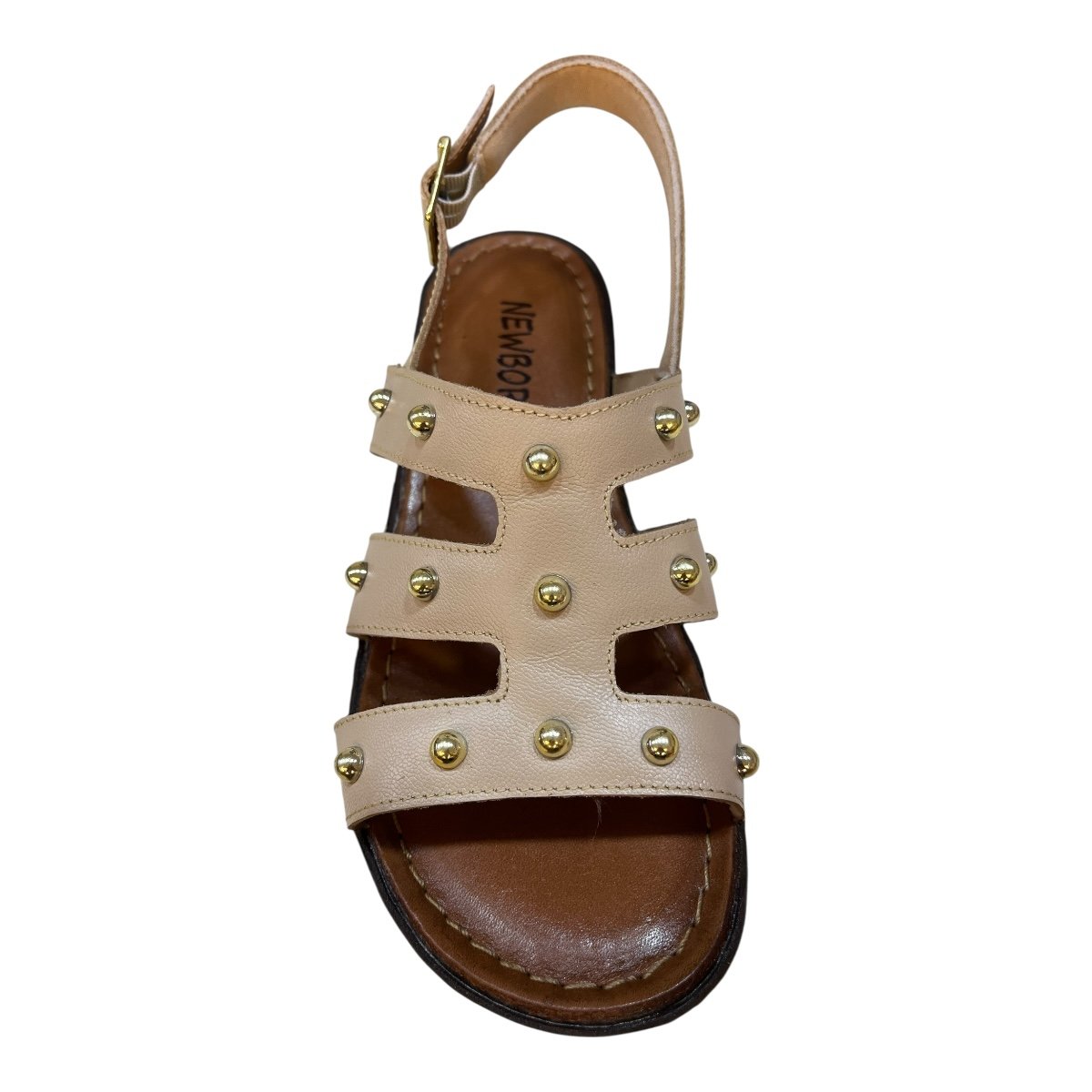 Sandalia Feminino New Born Casual Ultraconforto Superleve Tiras Couro Metalizado 2588 Marfim Marfim 6