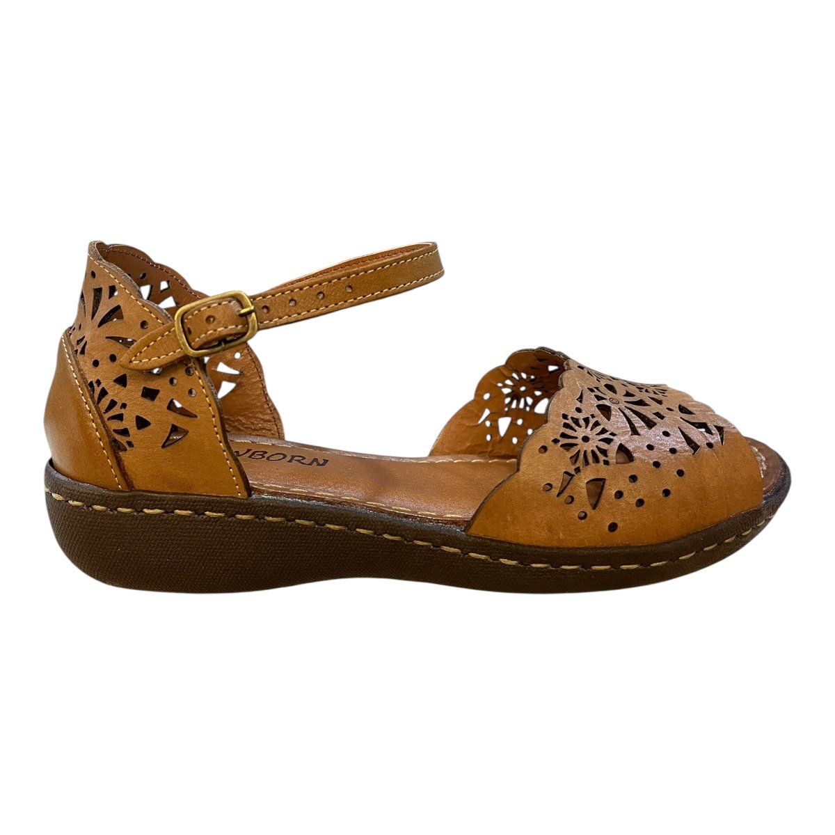 Sandalia Feminino New Born Casual Ultraconforto Superleve Couro Legítimo 2553 Caramelo