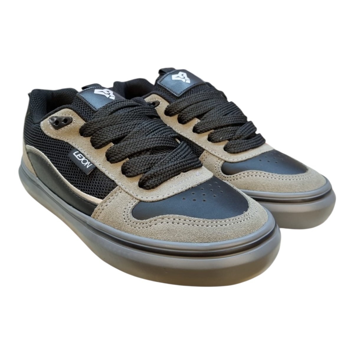 Tenis Adulto Lejon Unissex Retrô Casual Conforto Skatista Amarração Ljvu0247 Preto Preto 2