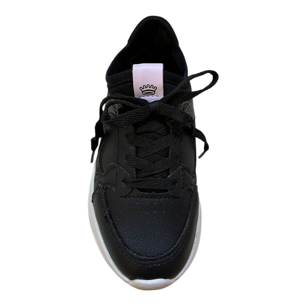 Tenis Infantil Menina Pink Cats Casual Superleve Amarração Básico Jogging V5822 Preto Preto 6