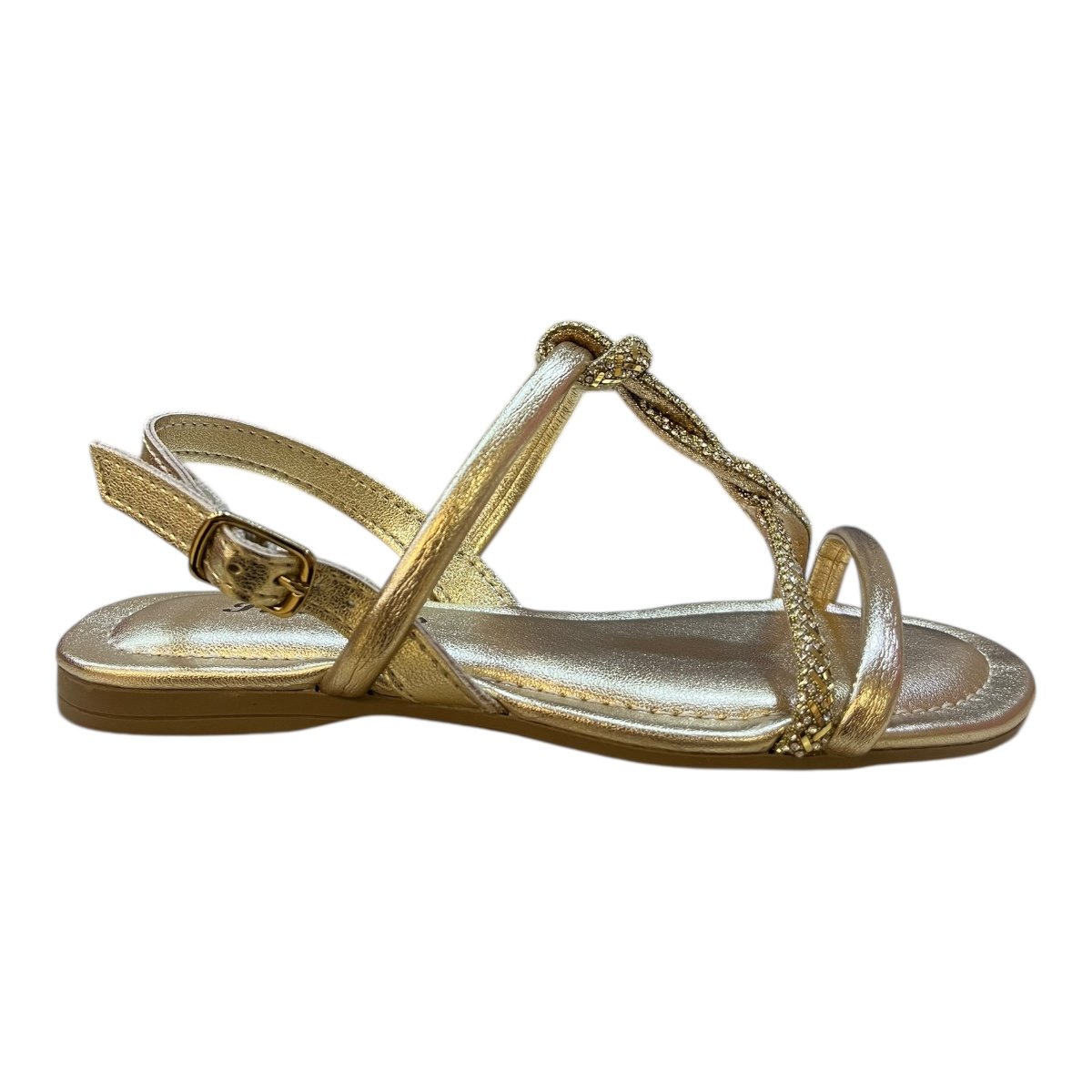 Sandalia Infantil Menina Pink Cats Rasteira Casual Conforto Metalizado Brilho V5922 Dourado