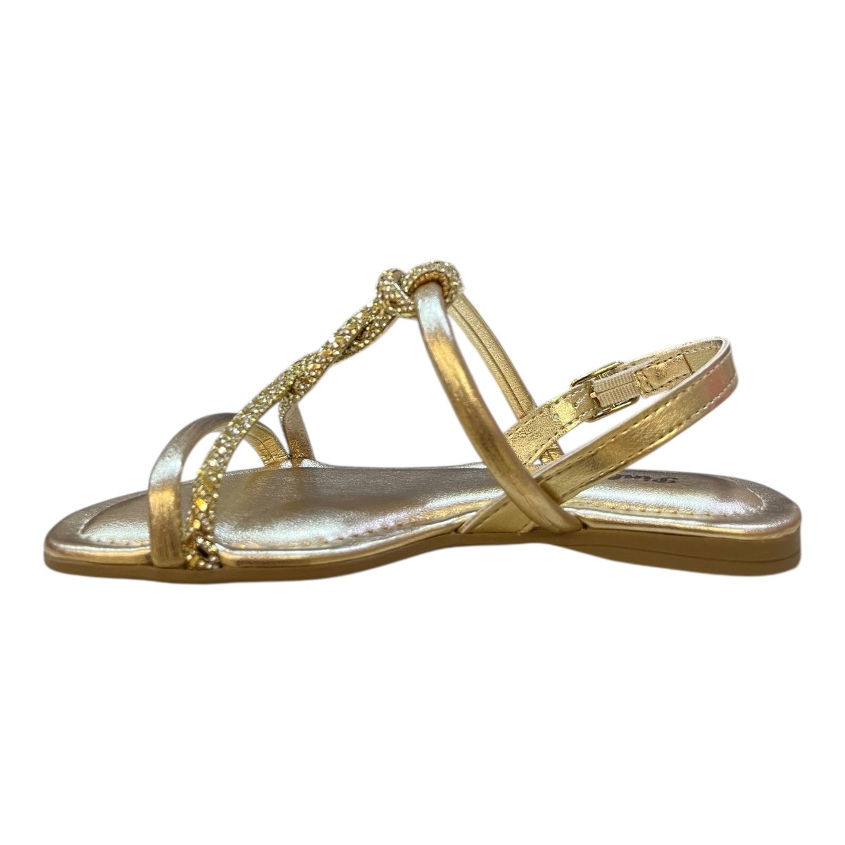 Sandalia Infantil Menina Pink Cats Rasteira Casual Conforto Metalizado Brilho V5922 Dourado Dourado 4