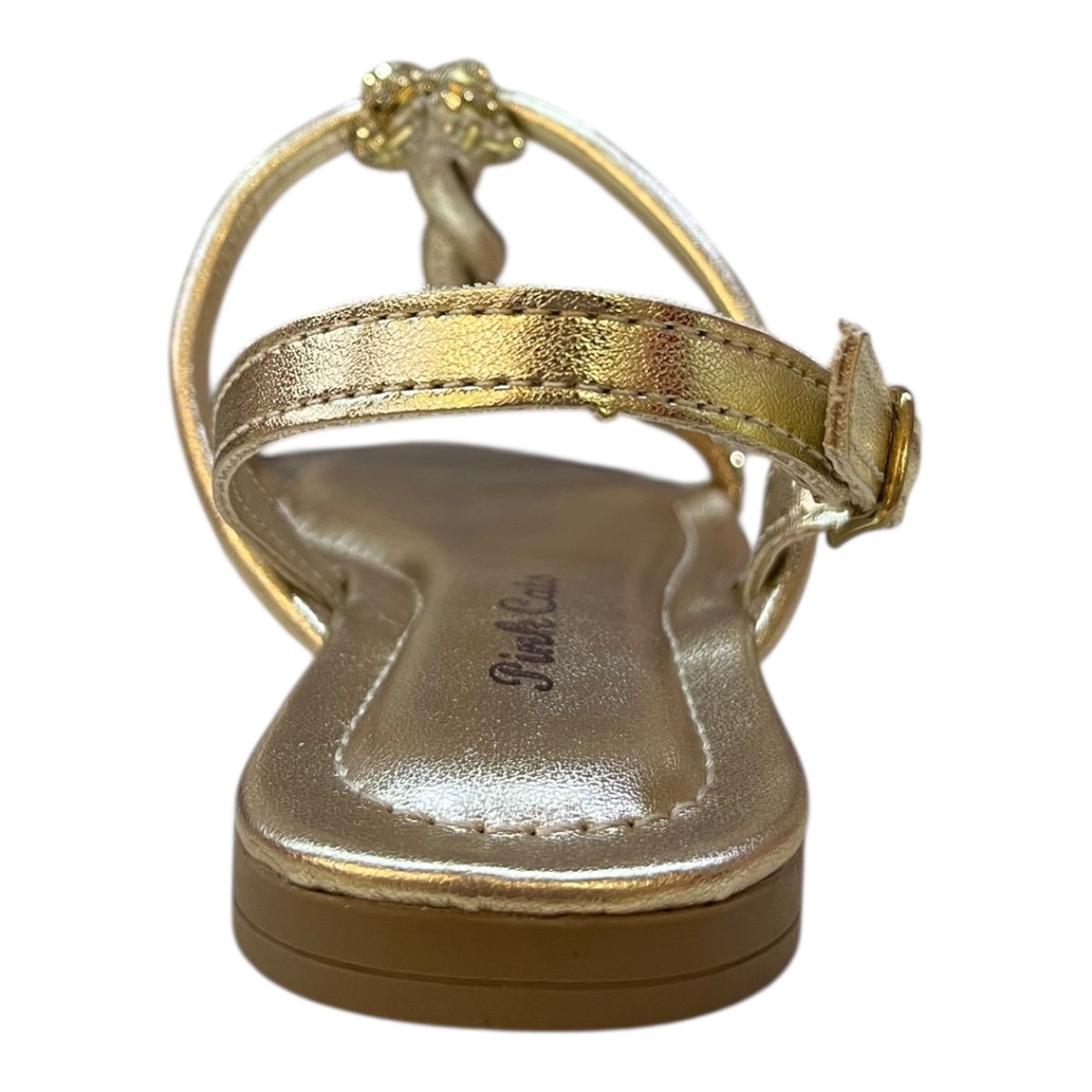 Sandalia Infantil Menina Pink Cats Rasteira Casual Conforto Metalizado Brilho V5922 Dourado Dourado 5