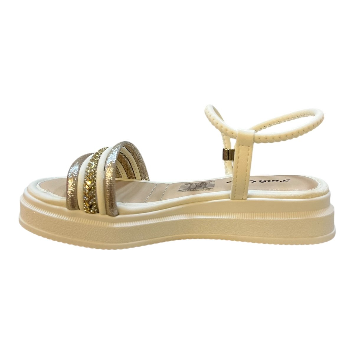 Sandalia Papete Infantil Menina Pink Cats Casual Calce Fácil Brilho Strass Tiras V5871 Branco Branco 4