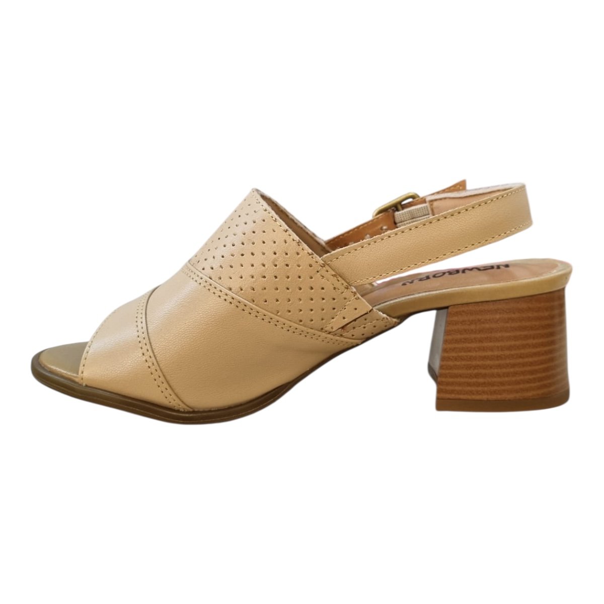 Tamanco Feminino New Born Ultraconforto Casual Couro Salto Bloco Médio 8032 Nude Nude 4