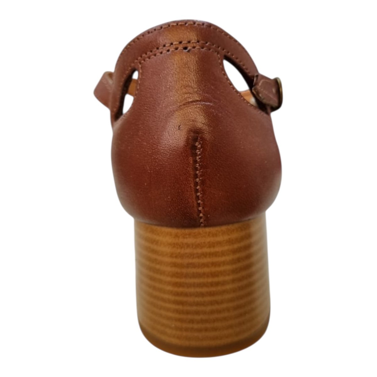 Sandalia Feminino New Born Casual Couro Ultraconforto Salto Bloco Médio 8009 Marrom Marrom 5