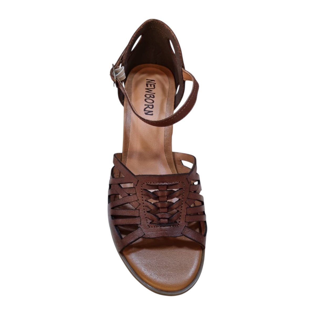 Sandalia Feminino New Born Casual Couro Ultraconforto Salto Bloco Médio 8009 Marrom Marrom 6