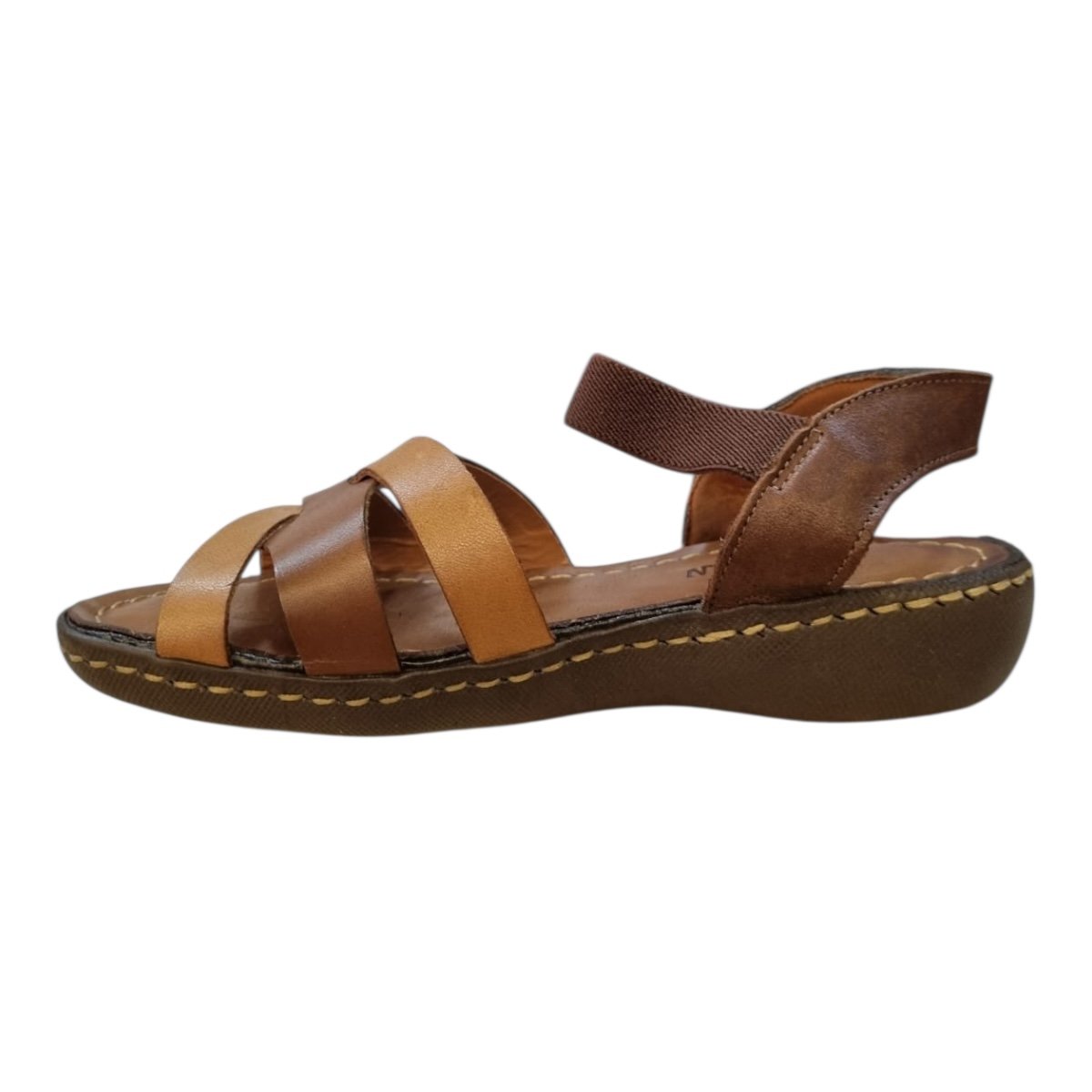 Sandalia Feminino New Born Ultraconforto Casual Couro Calce Fácil Elástico 2592 Marrom Marrom 3