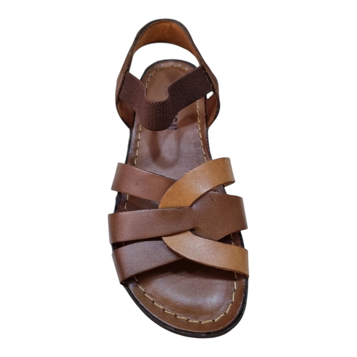 Sandalia Feminino New Born Ultraconforto Casual Couro Calce Fácil Elástico 2592 Marrom Marrom 6