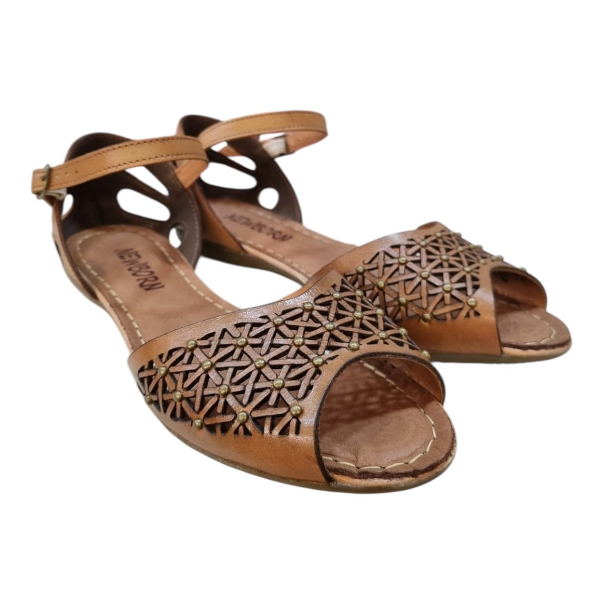 Sandalia Feminino New Born Ultraconforto Casual Couro Antiderrapante Fivela 6565 Marrom Marrom 2