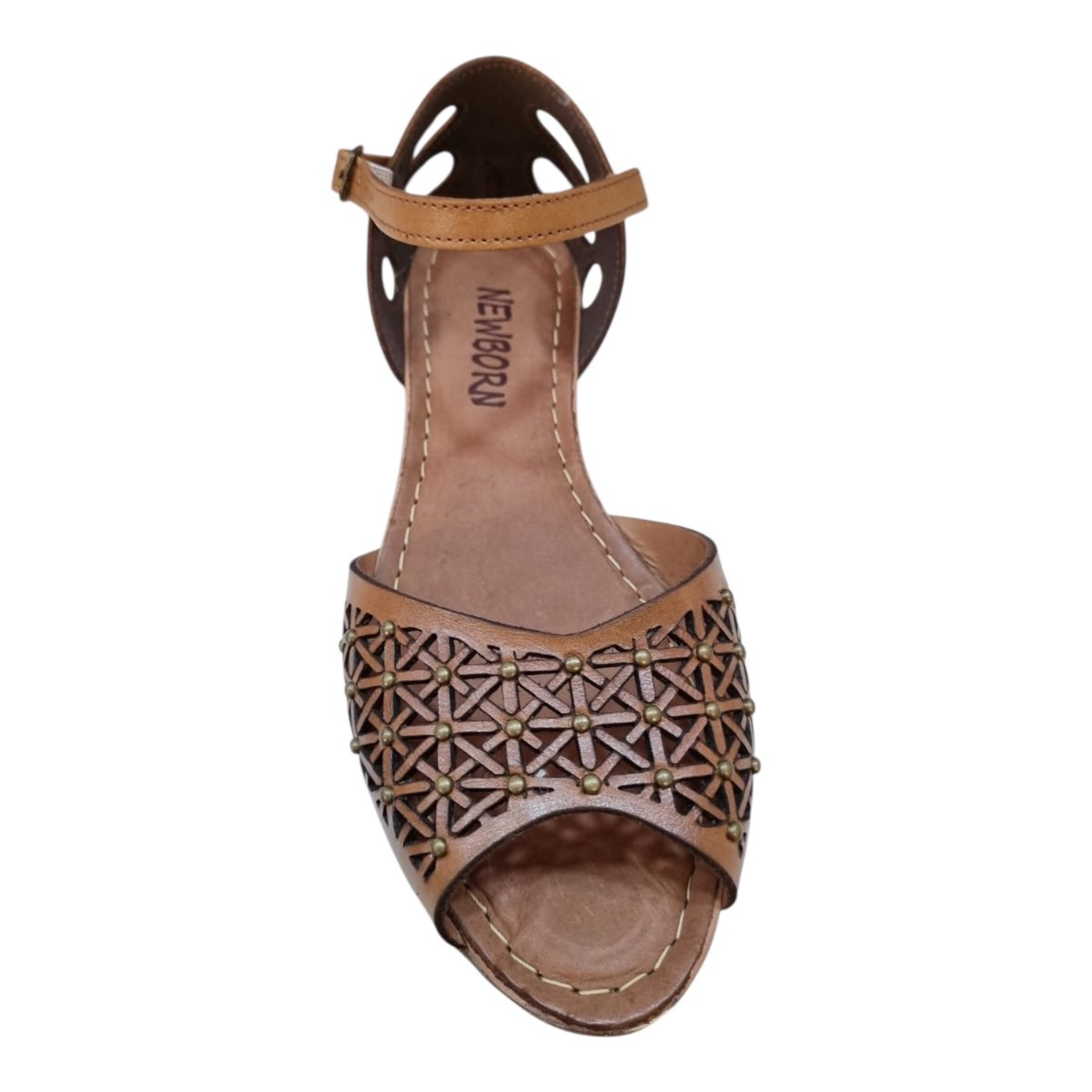 Sandalia Feminino New Born Ultraconforto Casual Couro Antiderrapante Fivela 6565 Marrom Marrom 6