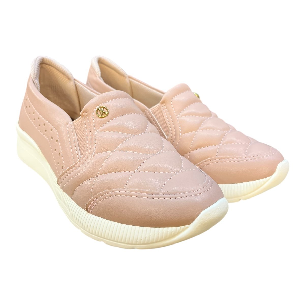 Tenis Feminino Kolosh Ultraconforto Calce Fácil Superleve Casual Slip C3159 Rosa Bege 2