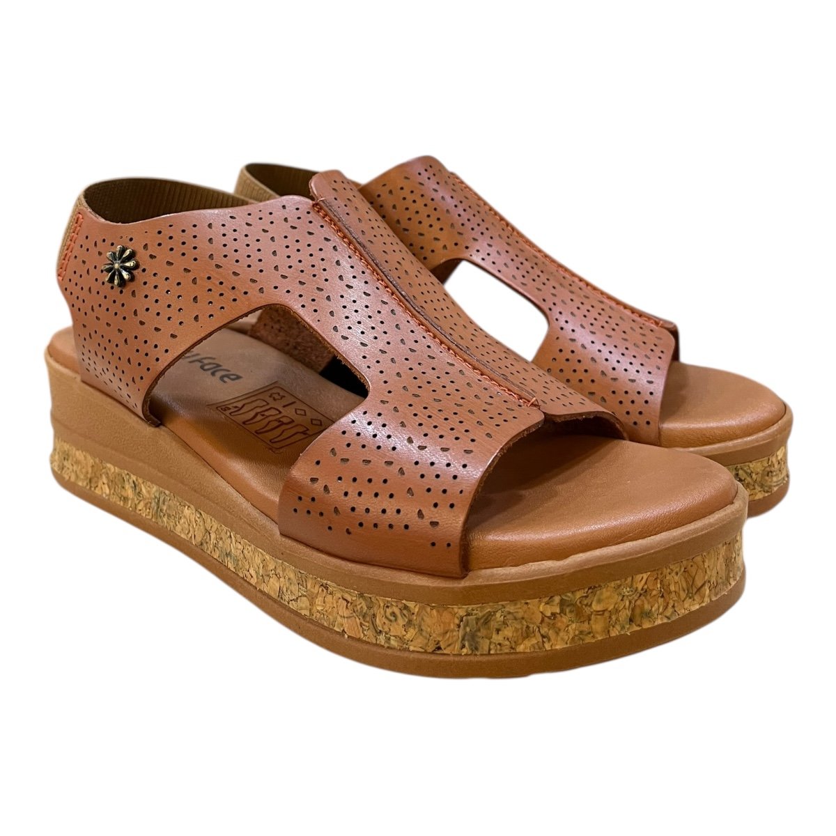 Sandalia Anabela Feminino New Face Casual Ultraconforto Couro Calce Fácil Plataforma 31801 Caramelo Marrom 2