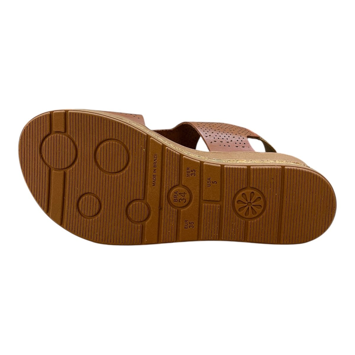 Sandalia Anabela Feminino New Face Casual Ultraconforto Couro Calce Fácil Plataforma 31801 Caramelo Marrom 3