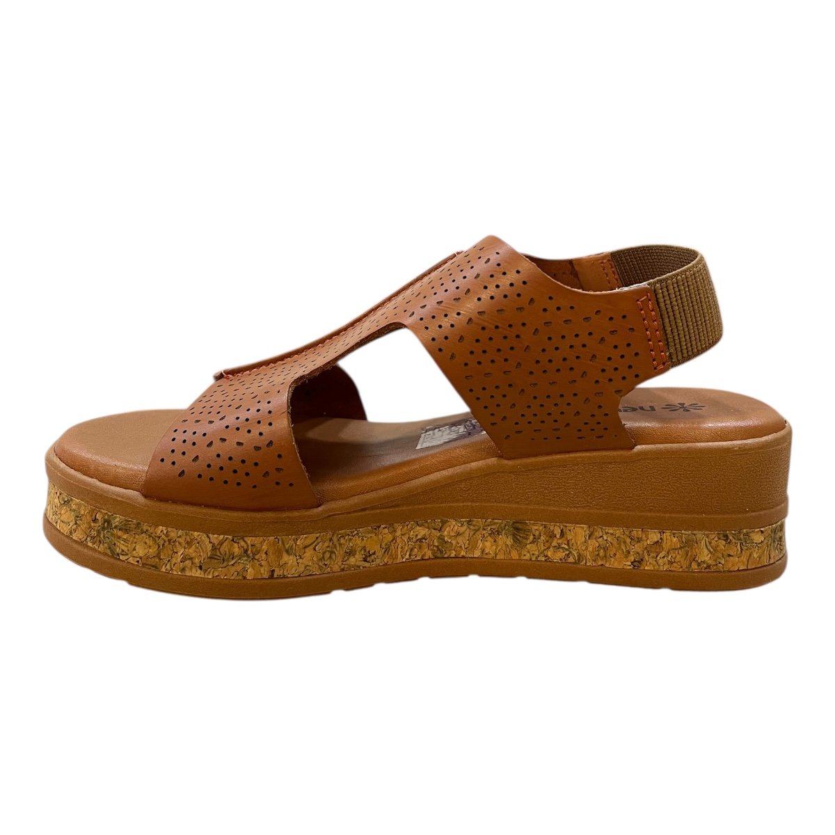 Sandalia Anabela Feminino New Face Casual Ultraconforto Couro Calce Fácil Plataforma 31801 Caramelo Marrom 4