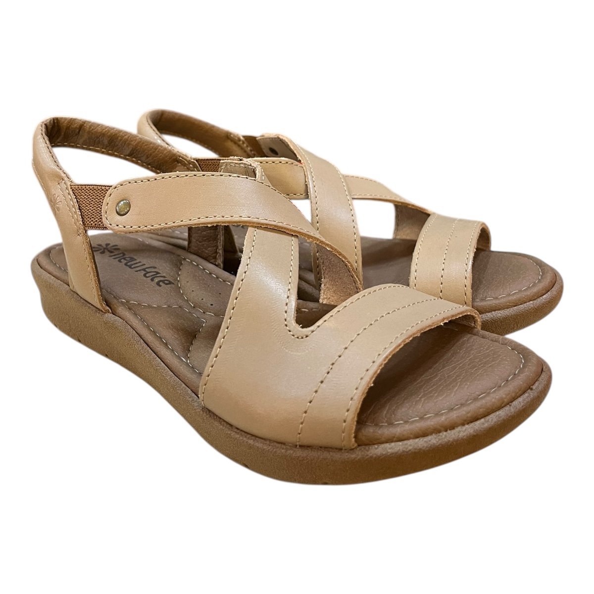 Sandalia Feminino New Face Ultraconforto Antiderrapante Casual Couro 39551 Nude Nude 2
