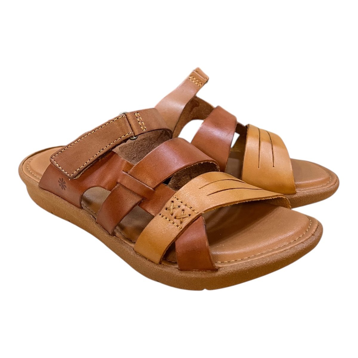 Chinelo Feminino New Face Casual Ultraconforto Couro Tiras Antiderrapante 39501 Caramelo Caramelo 2