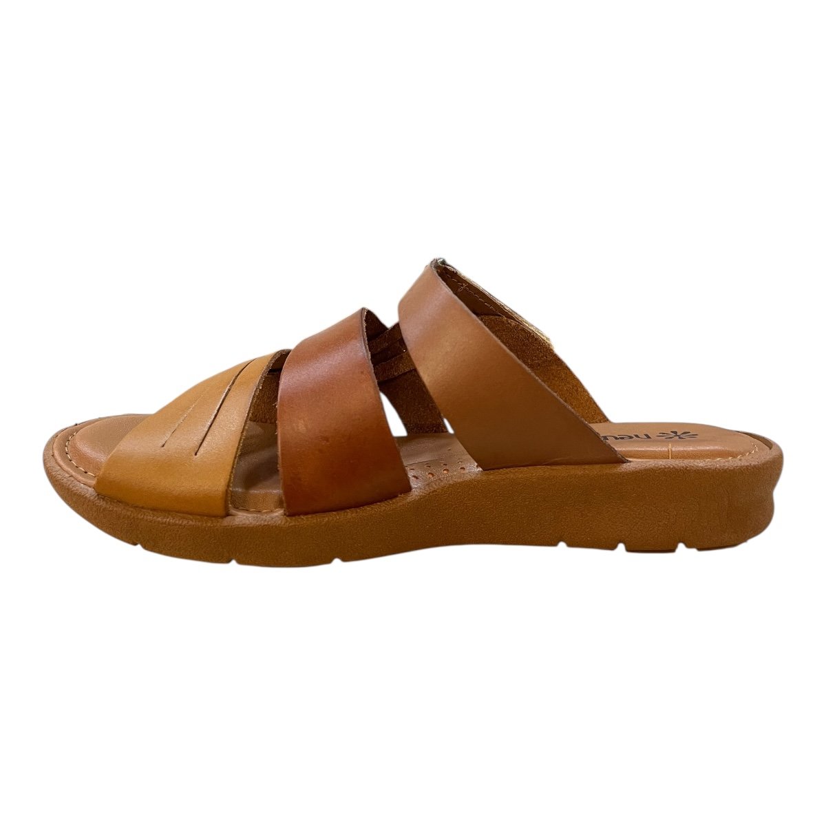 Chinelo Feminino New Face Casual Ultraconforto Couro Tiras Antiderrapante 39501 Caramelo Caramelo 4