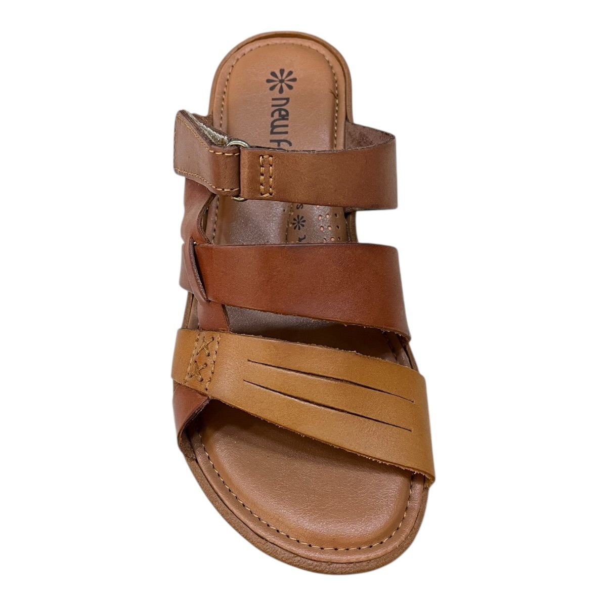 Chinelo Feminino New Face Casual Ultraconforto Couro Tiras Antiderrapante 39501 Caramelo Caramelo 6