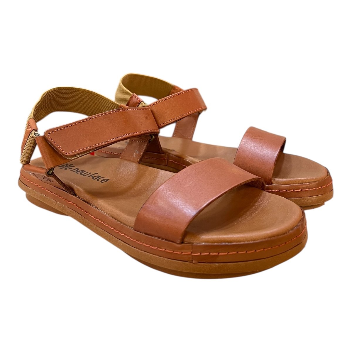 Sandalia Feminino New Face Casual Ultraconforto Couro Autocolante Calce Fácil 21812 Caramelo Caramelo 2