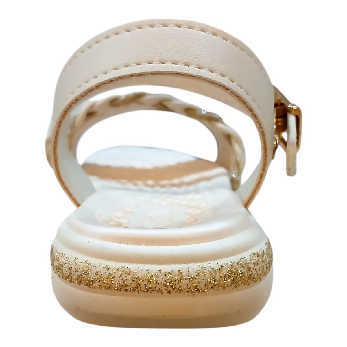 Sandalia Infantil Menina Kidy Casual Conforto Antiderrapante Brilho Coração 19210780077 Marfim Marfim 3