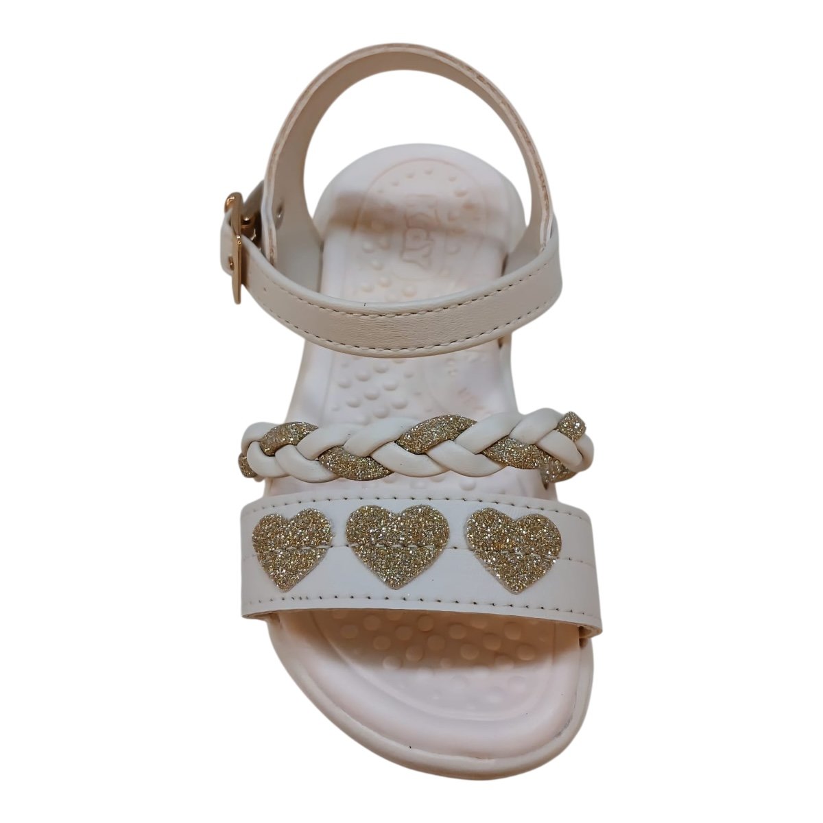 Sandalia Infantil Menina Kidy Casual Conforto Antiderrapante Brilho Coração 19210780077 Marfim Marfim 4