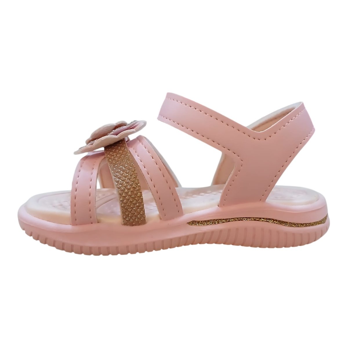 Sandalia Infantil Menina Kidy Antiderrapante Casual Conforto Brilho Laço 19210700008 Rosa Rosa 5