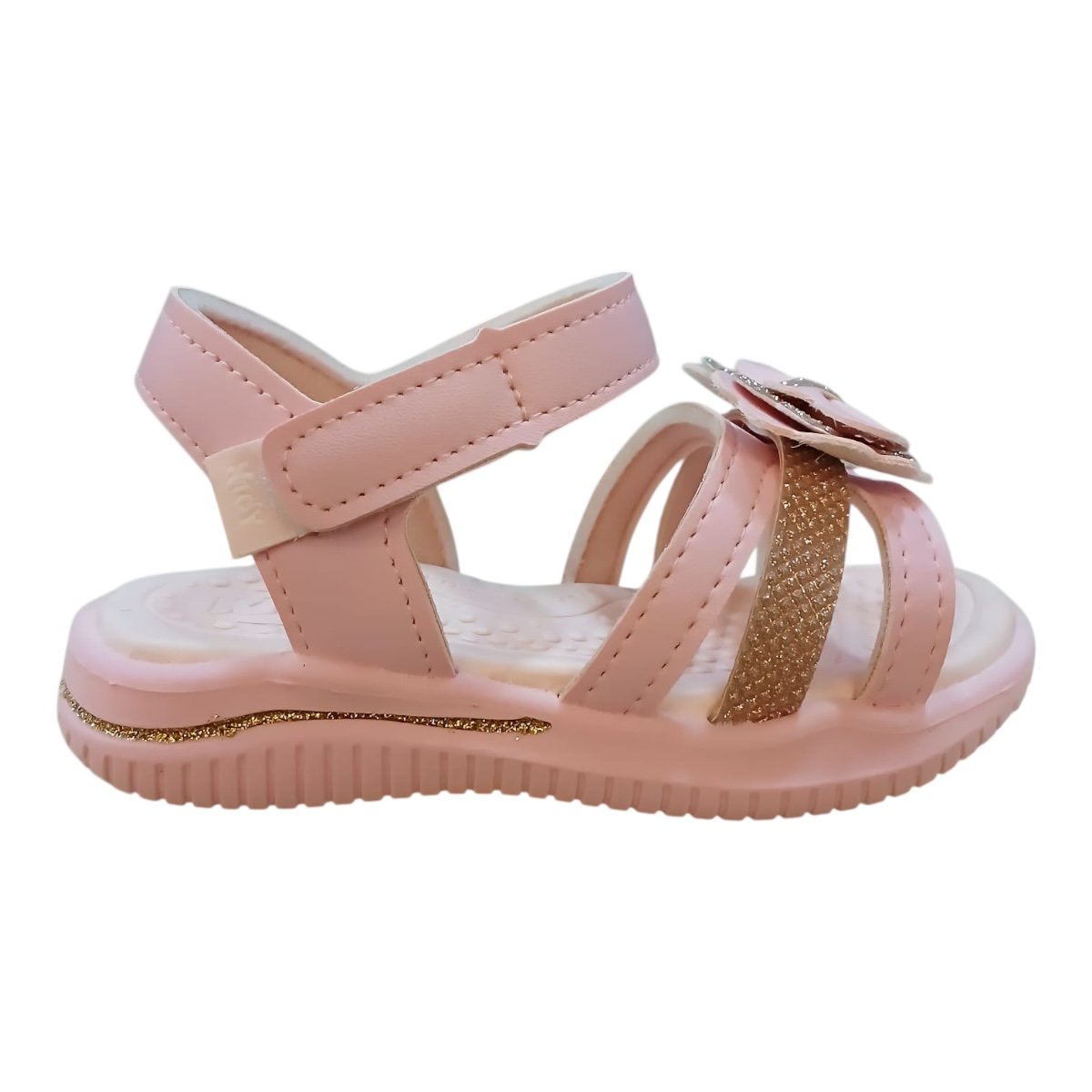 Sandalia Infantil Menina Kidy Antiderrapante Casual Conforto Brilho Laço 19210700008 Rosa