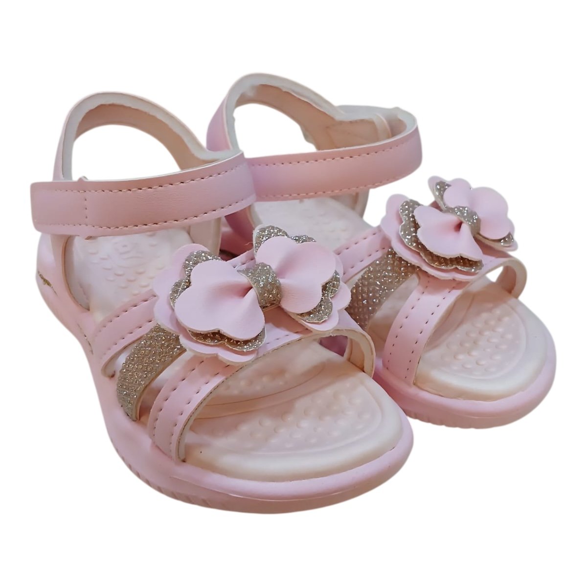 Sandalia Infantil Menina Kidy Antiderrapante Casual Conforto Brilho Laço 19210700008 Rosa Rosa 2