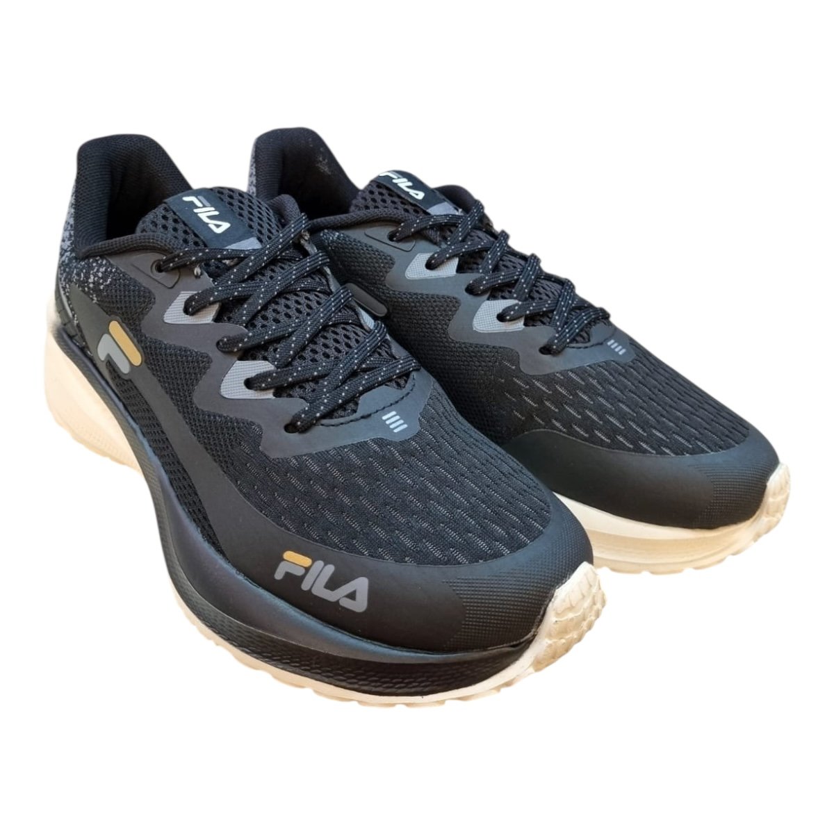 Tenis Masculino Fila Spritz Esporte Conforto Caminhada Academia Corrida Superleve Preto Preto 2