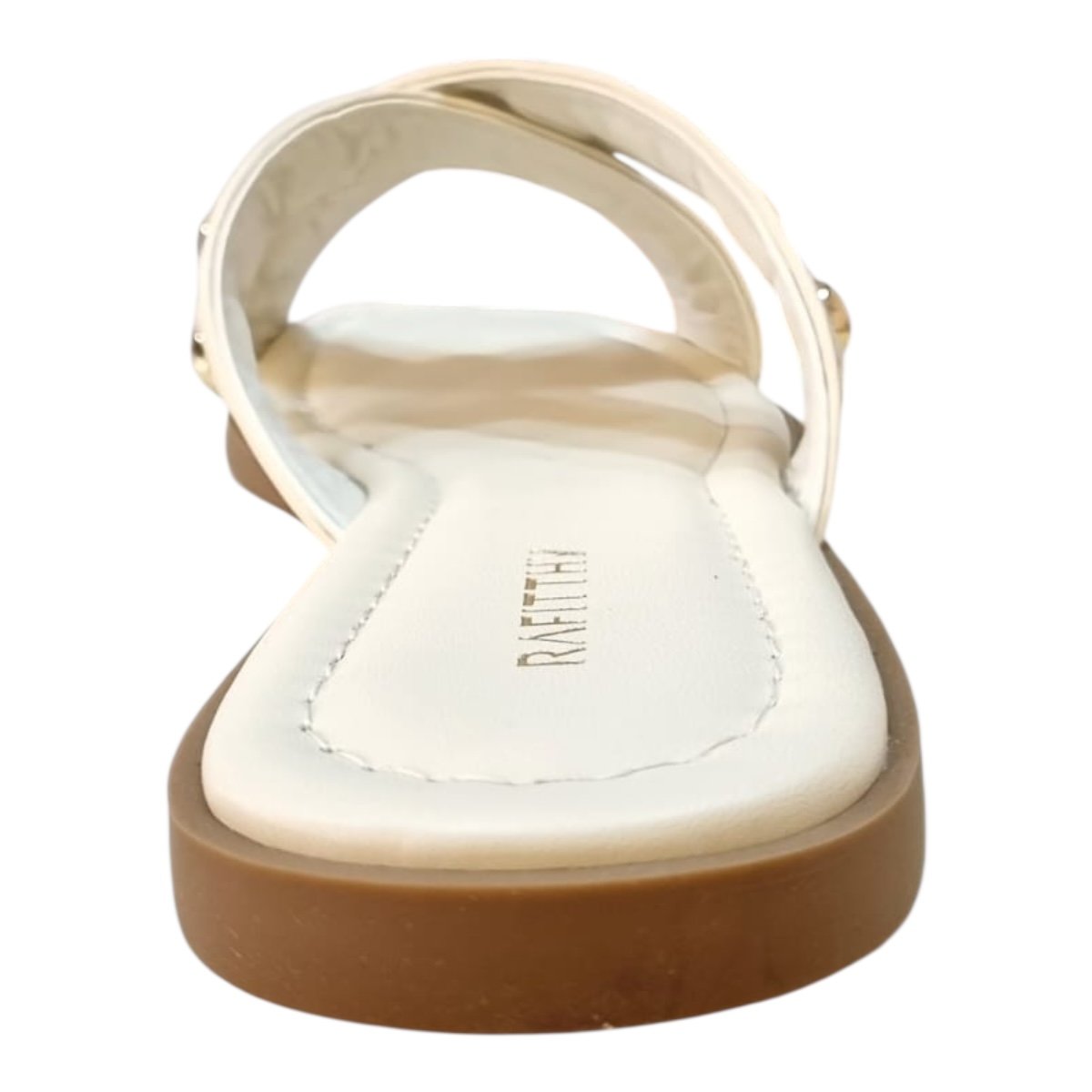 Chinelo Rasteira Feminino Rafitthy Casual Conforto Trançada Pedras Metalizado Antiderrapante 18.86005A Marfim Marfim 5