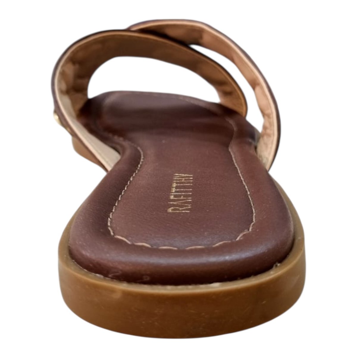Chinelo Rasteira Feminino Rafitthy Casual Conforto Trançada Pedras Metalizado Antiderrapante 18.86005A Marrom Marrom 4