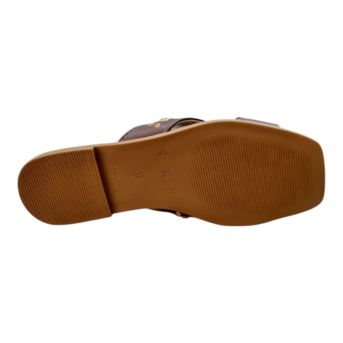 Chinelo Rasteira Feminino Rafitthy Casual Conforto Trançada Pedras Metalizado Antiderrapante 18.86005A Marrom Marrom 5