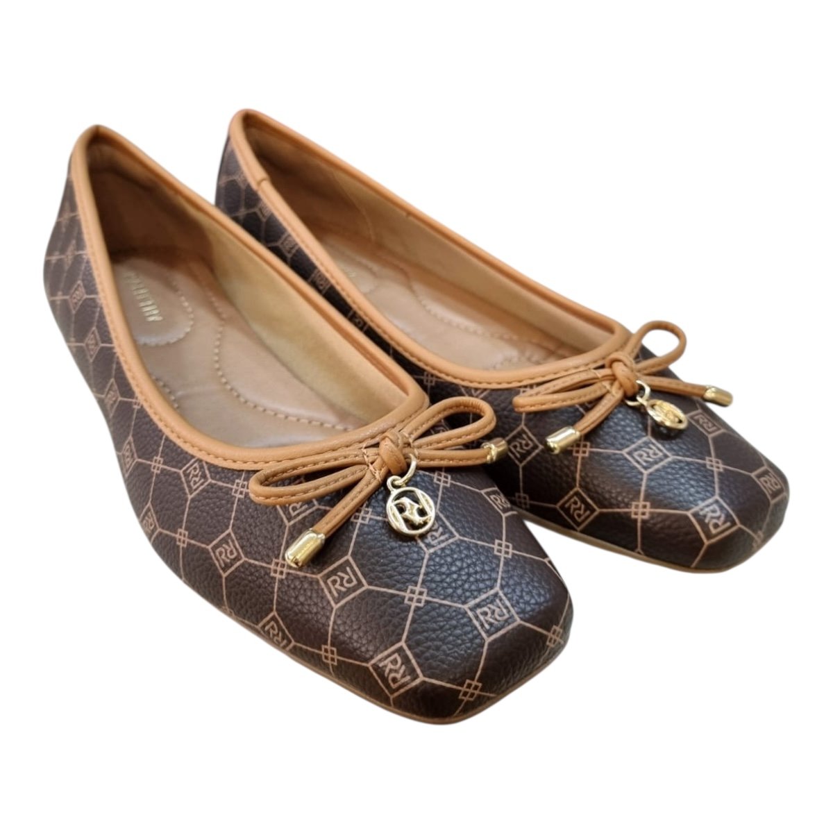 Sapatilha Feminino Rafitthy Casual Conforto Laço Antiderrapante Superleve Bico Quadrado 18.50004A Caramelo Marrom 2