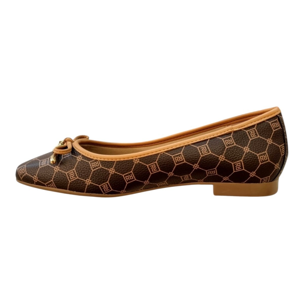 Sapatilha Feminino Rafitthy Casual Conforto Laço Antiderrapante Superleve Bico Quadrado 18.50004A Caramelo Marrom 3