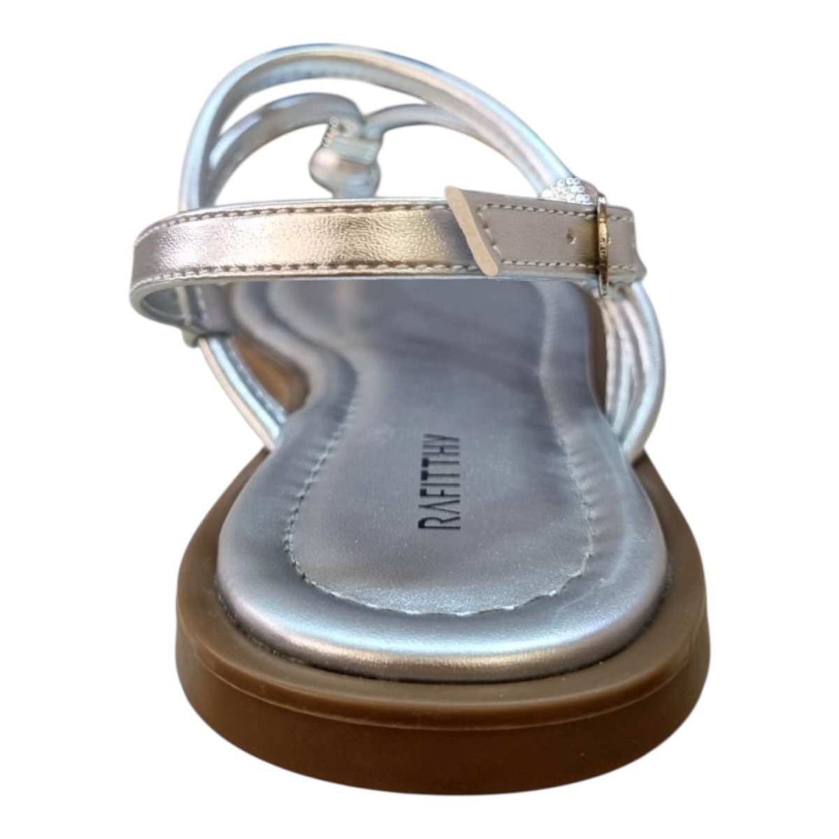 Sandalia Rasteira Feminino Rafitthy Casual Conforto Dedo Brilho Metalizado Antiderrapante 18.56005A Prata Prata 4