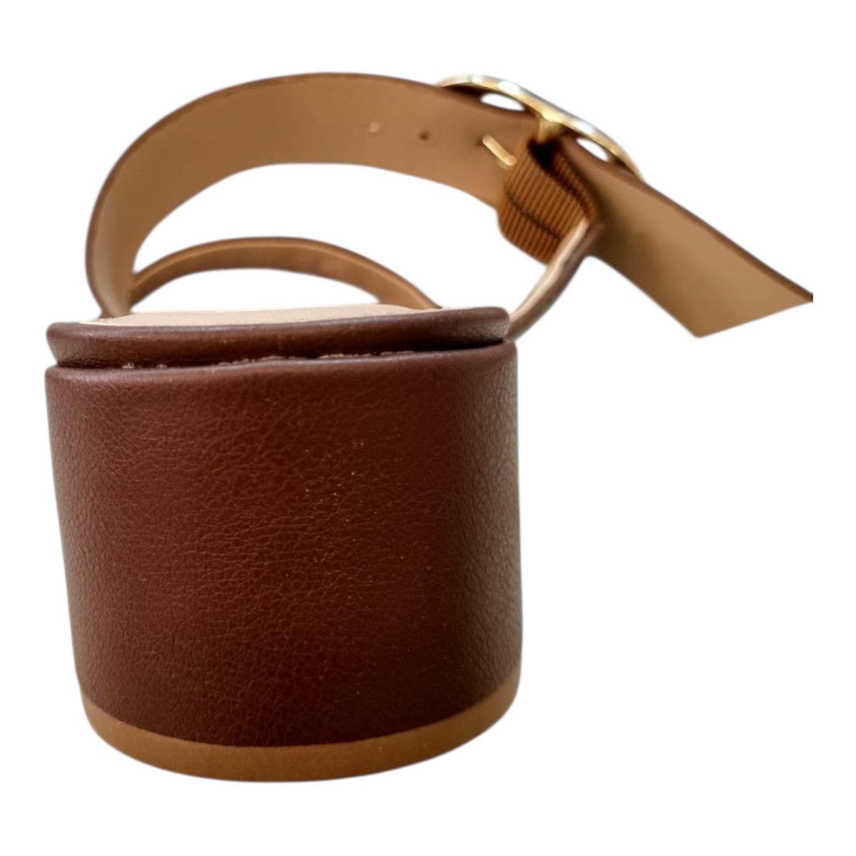 Tamanco Feminino Rafitthy Casual Conforto Salto Bloco Antiderrapante Fivela Metalizado 1896005A Marrom Marrom 5