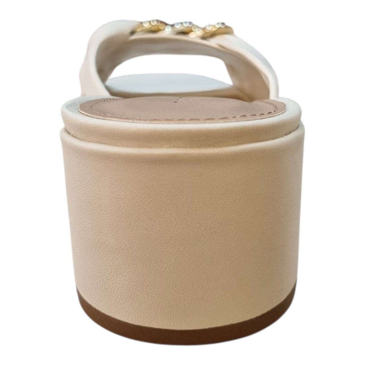 Tamanco Feminino Rafitthy Casual Conforto Salto Bloco Antiderrapante Detalhe Metalizado 18.96008A Marfim Marfim 4