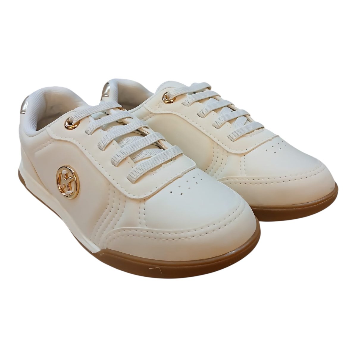 Tenis Feminino Kolosh Ultraconforto Casual Calce Fácil Elástico Detalhe Metalizado C4085 Marfim Marfim 2
